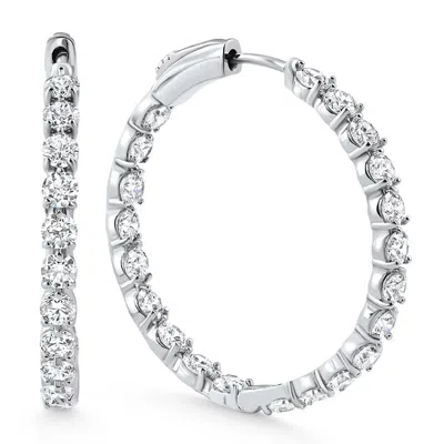 Pompeii3 4 1/2ct Diamond Inside Outside Hoops Gold Women's Earrings Lab Grown 1.25" Tall Size: 1.25" Tall In Metallic