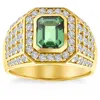 Pompeii3 4 1/2ct Emerald & Diamond Men's Ring 10k Yellow Gold Lab Grown In Green