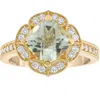 Pompeii3 4 1/2ct Green Amerthyst Cushion & Diamond Ring In 10k Yellow Gold In Green