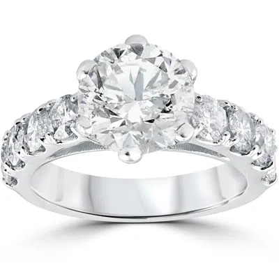 Pompeii3 4 1/2ct Round Enhanced Diamond Engagement Ring 14k White Gold In Silver