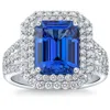 Pompeii3 4 1/2ct Tw Emerald Cut Tanzanite & Lab Grown Diamond Ring In 14k White Gold In White