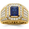 Pompeii3 4 1/2ct Tw Men's Created Sapphire & Lab Grown Diamond Ring In 10k Yellow Gold In Multi