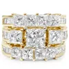 Pompeii3 4 1/3ct Princess Cut Enhanced Diamond Engagement Guard Ring Set 14k Yellow Gold In Multi