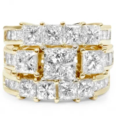 Pompeii3 4 1/3ct Princess Cut Enhanced Diamond Engagement Guard Ring Set 14k Yellow Gold In Multi
