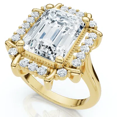 Pompeii3 4 1/4 Ct Emerald Moissanite & Diamond Engagement Ring White Yellow Or Rose Gold In Multi