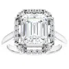 Pompeii3 4 1/4 Ct Emerald Moissanite & Diamond Engagement Ring White Yellow Or Rose Gold In Multi