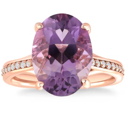 Pompeii3 4 1/5ct Tw Amethyst & Diamond Ring In White, Yellow, Or Rose Gold In Purple