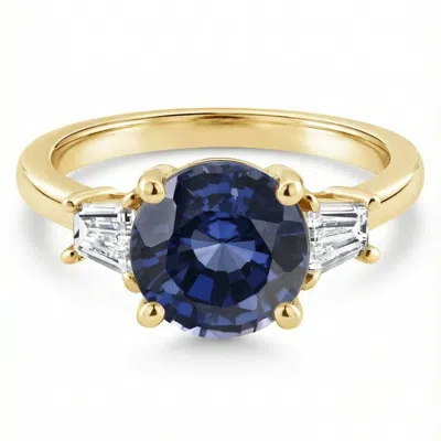 Pompeii3 4 3/4ct Blue Sapphire & Diamond Engagement Anniversary Ring Gold Lab Grown In Metallic