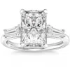 Pompeii3 4 3/4ct Radiant Cut & Baguette Diamond Engagement Ring 14k White Gold Lab Grown In Silver
