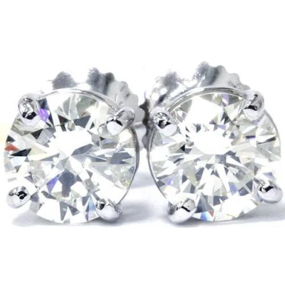Pompeii3 4 Carat Diamond Studs 14k White Gold With Screw Backs In Multi