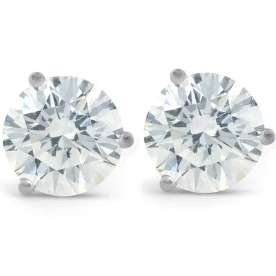 Pompeii3 4 Ct Diamond Martini Screw Back Studs 14k White Gold Enhanced In Metallic