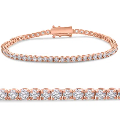 Pompeii3 4 Ct Diamond Tennis Bracelet 14k White, Yellow, Or Rose Gold Lab Grown 7" In Multi