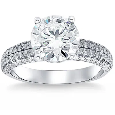Pompeii3 4 Ct Pave Round Diamond Engagement Ring In White Gold Lab Grown In Multi