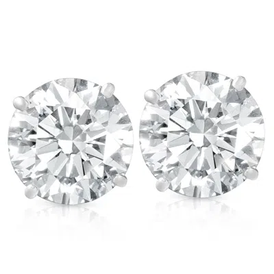 Pompeii3 4 Ct Tw Round Moissanite Studs 14k White Gold In Multi