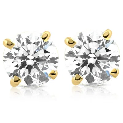 Pompeii3 4 Cttw Round Diamond Screw Back Studs 14k Yellow Gold In Silver