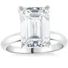 Pompeii3 4.01ct Emerald Cut Certified Diamond Engagement Ring 14k White Gold Lab Grown In Silver