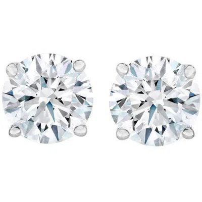 Pompeii3 4.23 Cttw Round Diamond Studs 14k White Gold In Silver