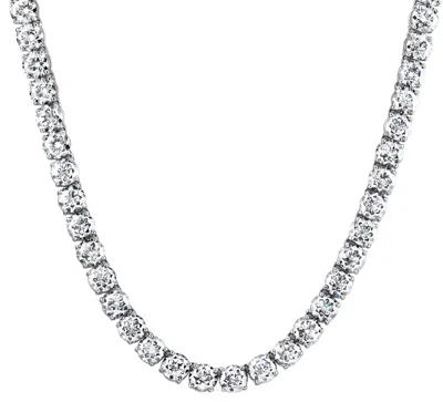 Pompeii3 42ct Tw Diamond Tennis Necklace 14k White Gold 16.5" Lab Grown In Silver
