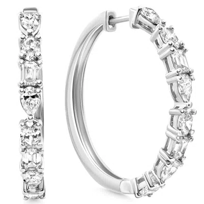 Pompeii3 4.34 Ct Multi Fancy Shape Diamond Hoops 14k Gold Lab Grown Women's Earrings In White