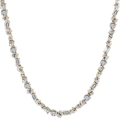Pompeii3 45ct Fancy Diamond Multi Shape Tennis Necklace 14k Gold Lab Grown