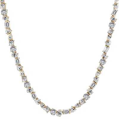 Pompeii3 45ct Fancy Diamond Multi Shape Tennis Necklace 14k Gold Lab Grown
