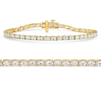 Pompeii3 4.5ct Oval Cut Diamond Tennis Bracelet 7" 14k Yellow Gold Lab Grown Size: 7 In Multi