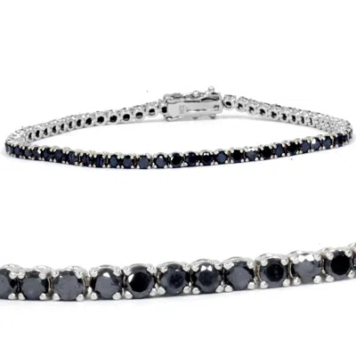 Pompeii3 4ct Black Diamond Tennis Bracelet 14k White Gold 7" In Brown