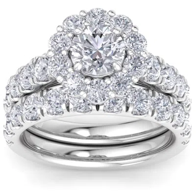 Pompeii3 4ct Diamond Halo Engagement Wedding Ring Set In White Yellow Or Rose Gold In Multi