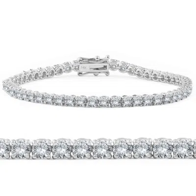 Pompeii3 4ct Diamond Tennis Bracelet 14k White Gold In Silver