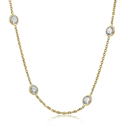Pompeii3 4ct Diamonds By The Yard Necklace 14k Yellow Gold Lab Grown Station Pendant In Silver