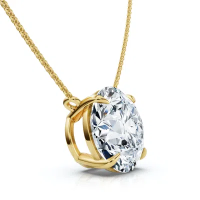 Pompeii3 4ct Floating Diamond Solitaire Pendant 14k Gold 18" Women's Necklace Lab Grown