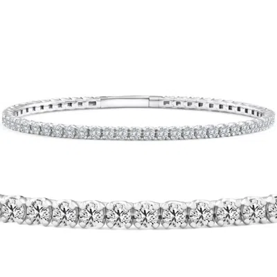 Pompeii3 4ct F/vs Diamond Flexible Oval Bangle Women's Bracelet 14k White Gold Lab Grown Size: 6.75 In Metallic