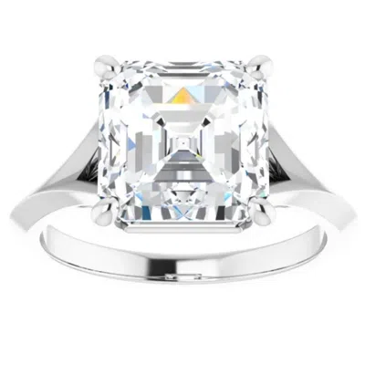 Pompeii3 4ct Moissanite Asscher Cut Engagement Solitaire Ring 14k White Or Yellow Gold In Multi