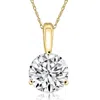 Pompeii3 4ct Round Moissanite 3-prong Martini Solitaire Pendant 14k Yellow Gold In Multi