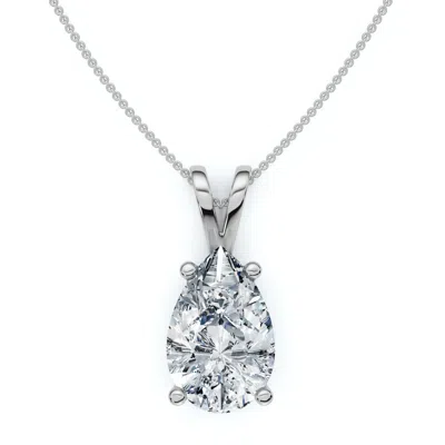 Pompeii3 4ct Solitaire Diamond Pendant Lab Grown 14k Gold In White