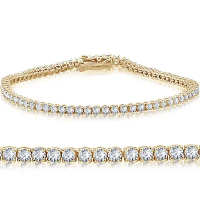 Pompeii3 4ct Tw 14k White Or Yellow Gold Round-cut Diamond Tennis Bracelet 7" Women's