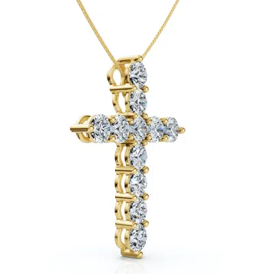 Pompeii3 4ct Tw Diamond Cross Pendant 14k Gold Women's 18" Necklace Lab Grown