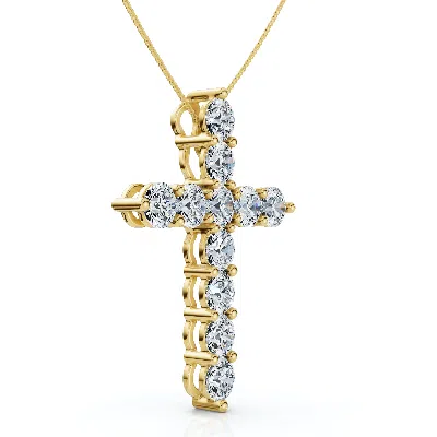 Pompeii3 4ct Tw Diamond Cross Pendant 14k Gold Women's 18" Necklace Lab Grown