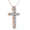 Pompeii3 4ct Tw Diamond Cross Pendant 14k Gold Women's 18" Necklace Lab Grown In Multi