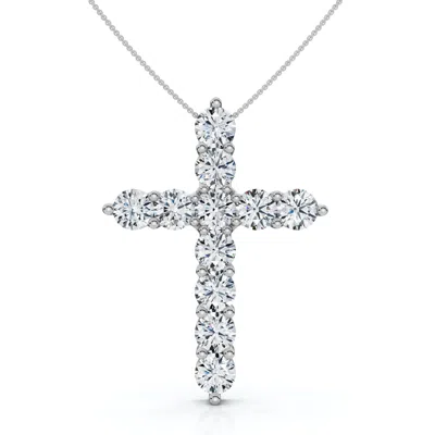 Pompeii3 4ct Tw Diamond Cross Pendant 14k Gold Women's 18" Necklace Lab Grown In White