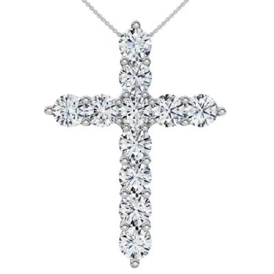 Pompeii3 4ct Tw Diamond Cross Pendant 14k Gold Women's 18" Necklace Lab Grown In Metallic