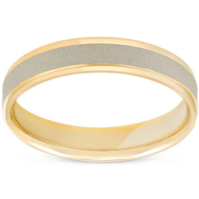 Pompeii3 4mm 14k White & Yellow Gold Two Tone Brushed Wedding Band In Multi