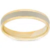 Pompeii3 4mm 14k White & Yellow Gold Two Tone Brushed Wedding Band In Silver