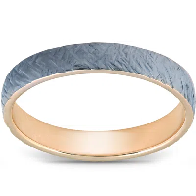 Pompeii3 4mm Band 14k Yellow & Black Gold Brushed Mens Wedding Ring In Multi
