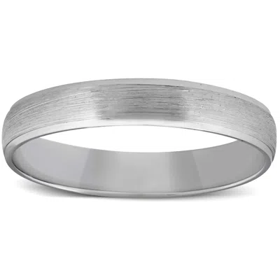 Pompeii3 4mm Beveled & Brushed Wedding Band 14k White Gold Size Selectable In Multi