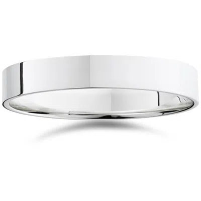 Pompeii3 4mm Flat 14k White Gold Comfort Fit Wedding Band Ring Size Selectable In Metallic
