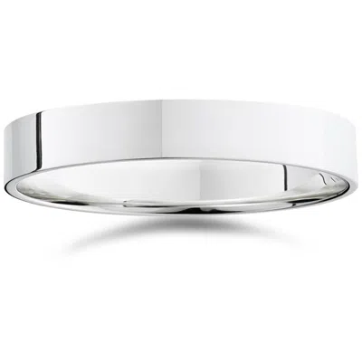 Pompeii3 4mm Flat 14k White Gold Comfort Fit Wedding Band Ring Size Selectable In Multi