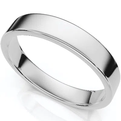 Pompeii3 4mm Flat Comfort Fit Wedding Band Ring 14k White Gold Size Selectable In Metallic