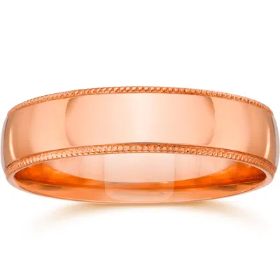 Pompeii3 4mm Milgrain 14k Rose Gold Polished Wedding Band Size Selectable In Multi