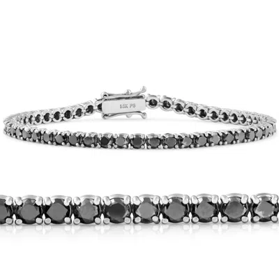 Pompeii3 5 1/2ct Black Diamond Tennis Bracelet 14k White Gold 7" In Multi